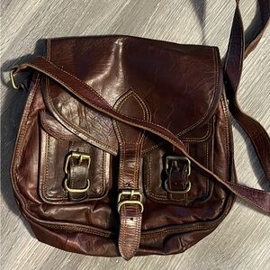Vintage Leather Crossbody Bag in Rich Brown